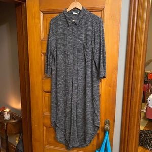 3/4 Sleeve Jersey Knit Button-Up Dress